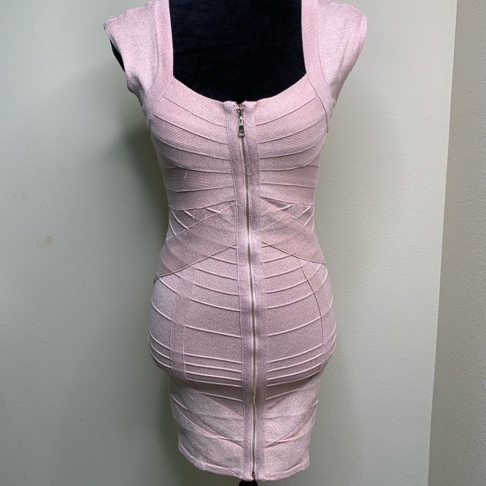 Light pink with gold shimmer dress.